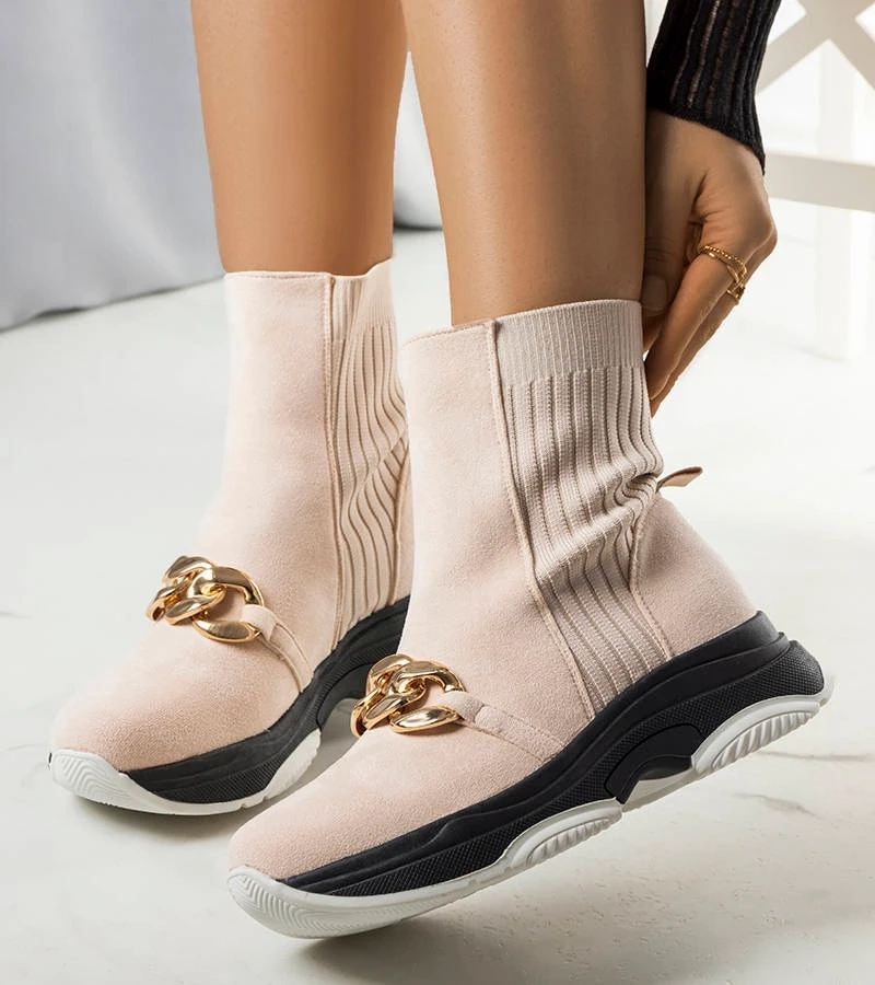 Cizme izolate bej cu lanț Ulster