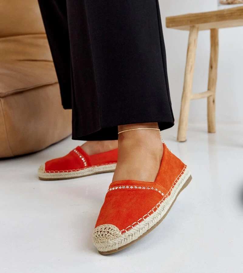 Espadrile portocalii cu zirconii Abia