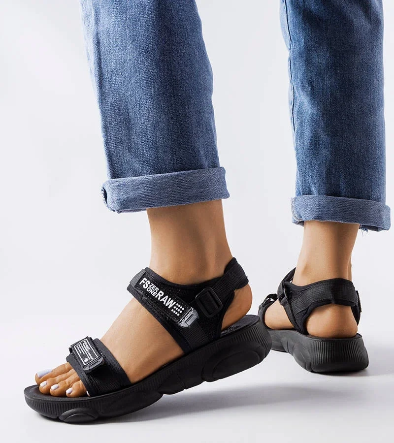 Sandale sport cu velcro negru Sanjit