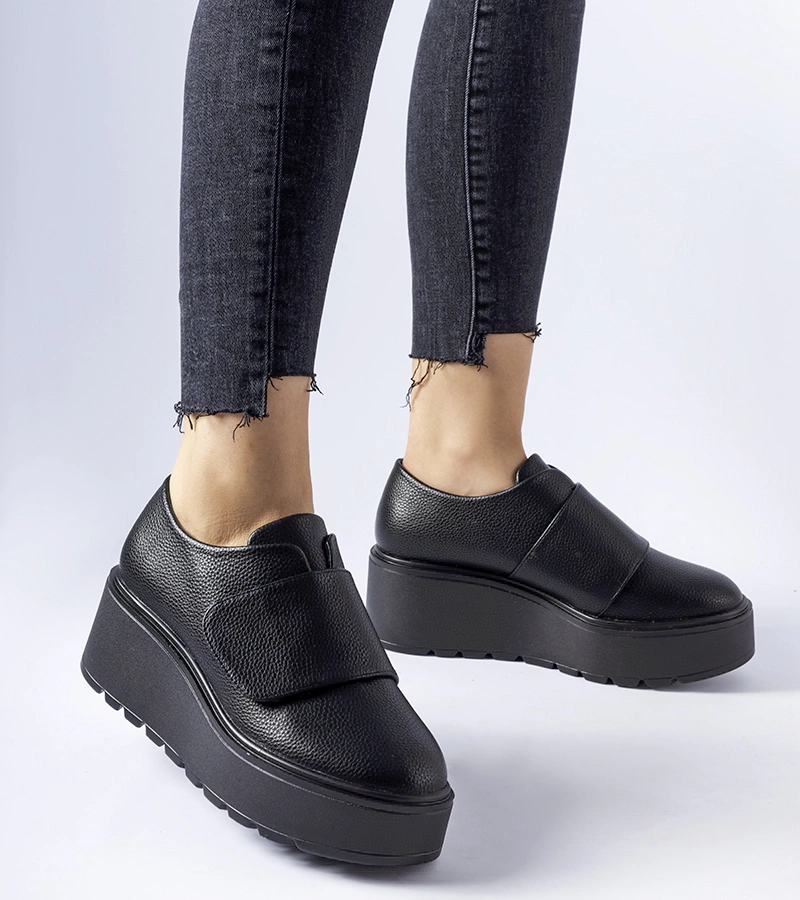 Papuci negri cu talpă din piele Cajon