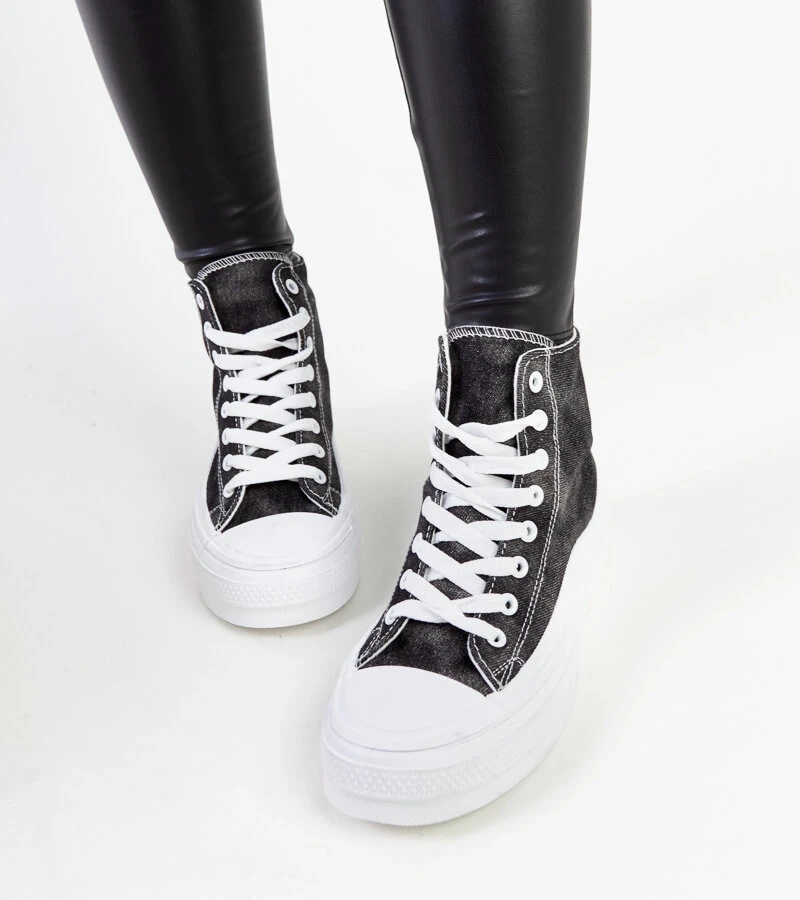 Adidași negri pe platformă Frederick