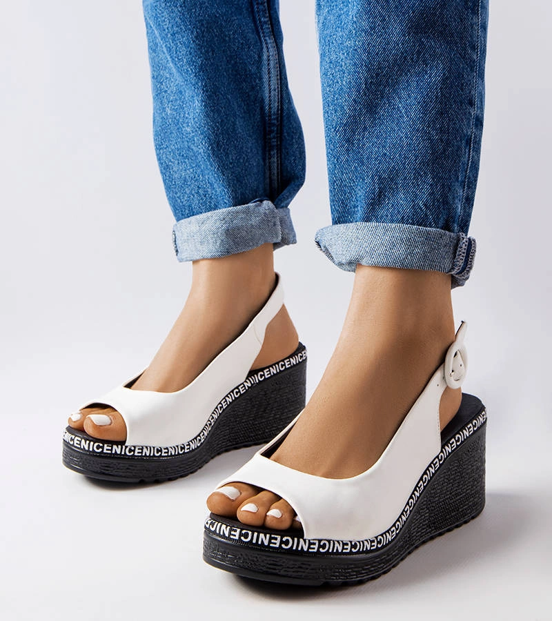 Sandale cu platformă albă Elda