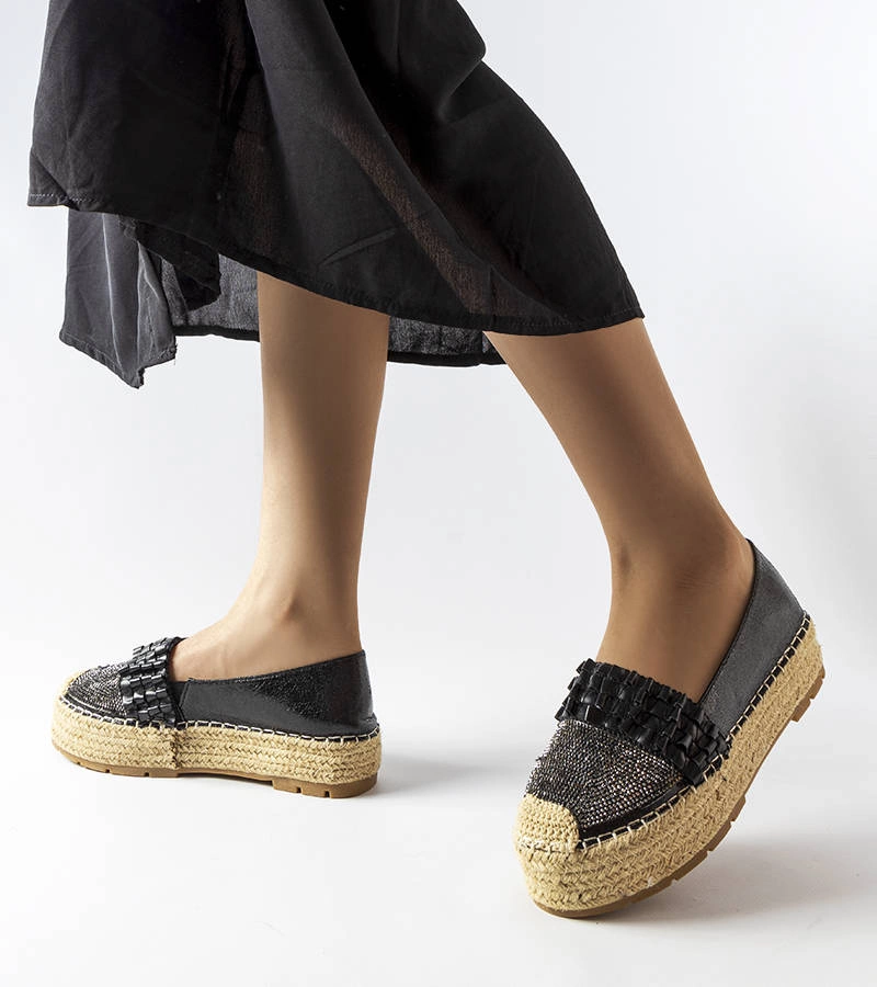 Espadrile negre cu zirconii Lauro