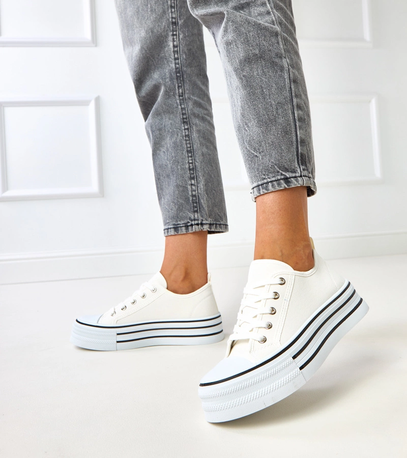 Teniși albi pe platformă Talah