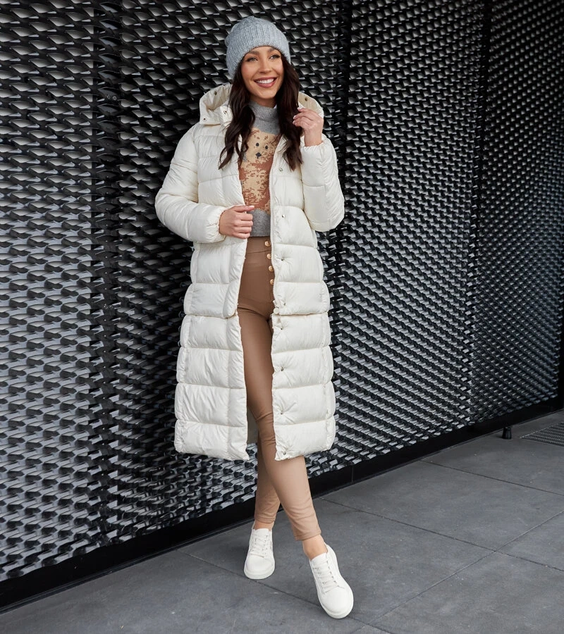 Jachetă crem cu glugă detașabilă Fela MV-892/11 CREAM