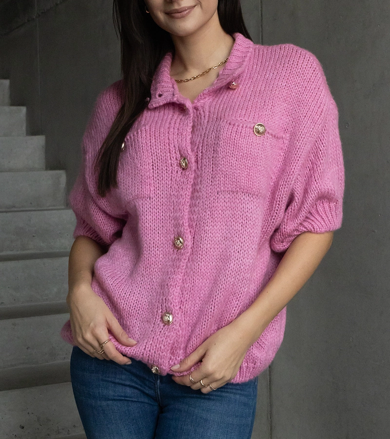 Pulover roz cu mâneci scurte Shela