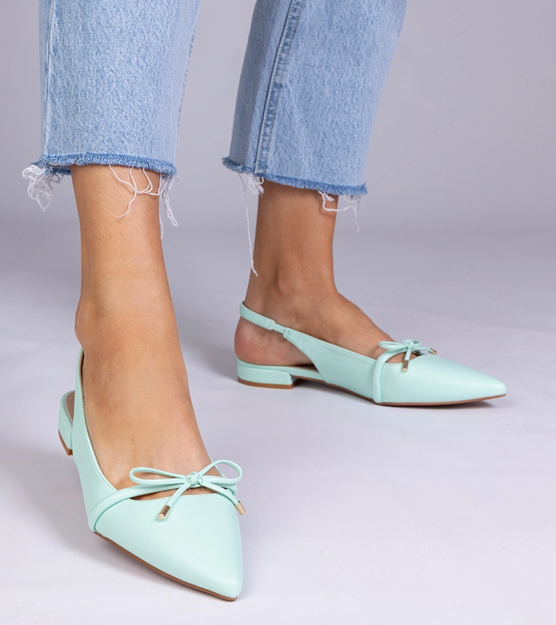 Balerini verzi mentă cu fundiță Jerry