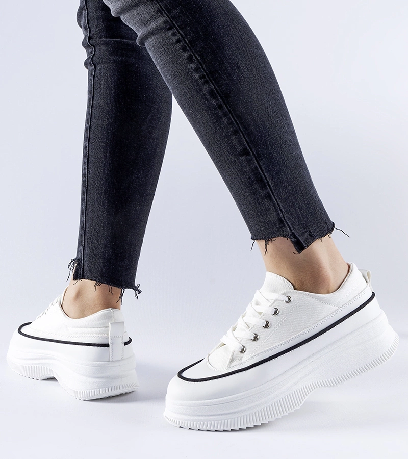 Teniși albi cu platformă Plesio