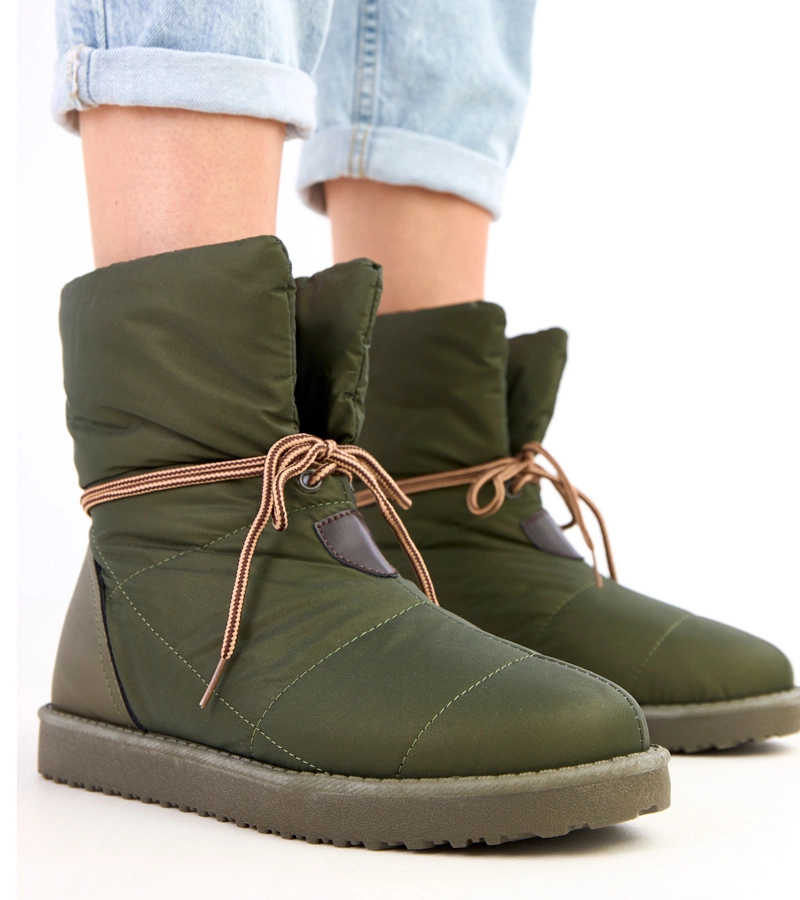 Cizme de zăpadă verzi pentru femei cu șnur decorativ Temira