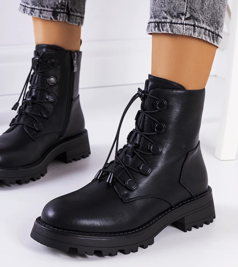 Cizme din piele ecologică neagră Cesterfield