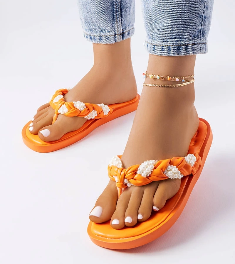 Flip-flops portocalii înfrumusețați cu perle Conifer