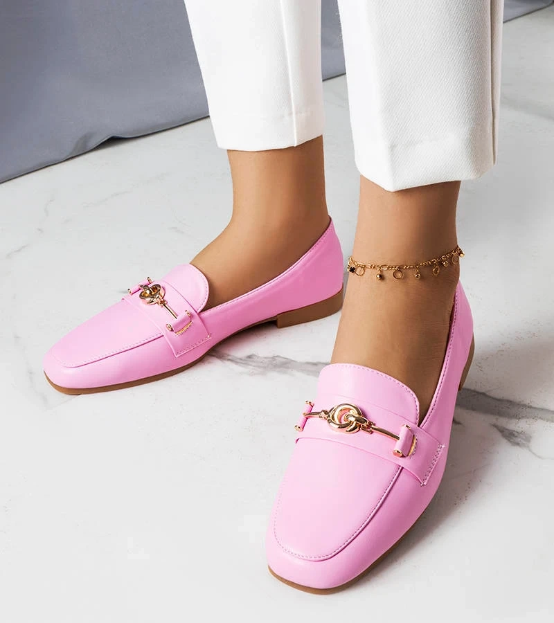 Mocasini roz cu ornament auriu Mercier