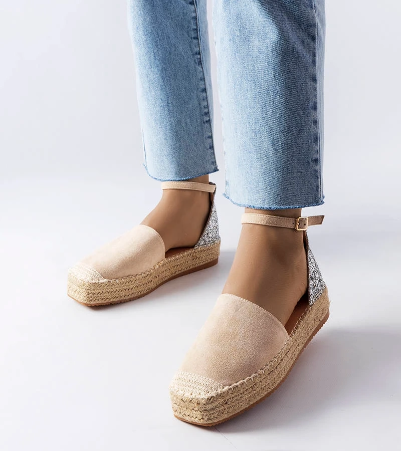 Espadrile bej cu inserție de sclipici Myasia