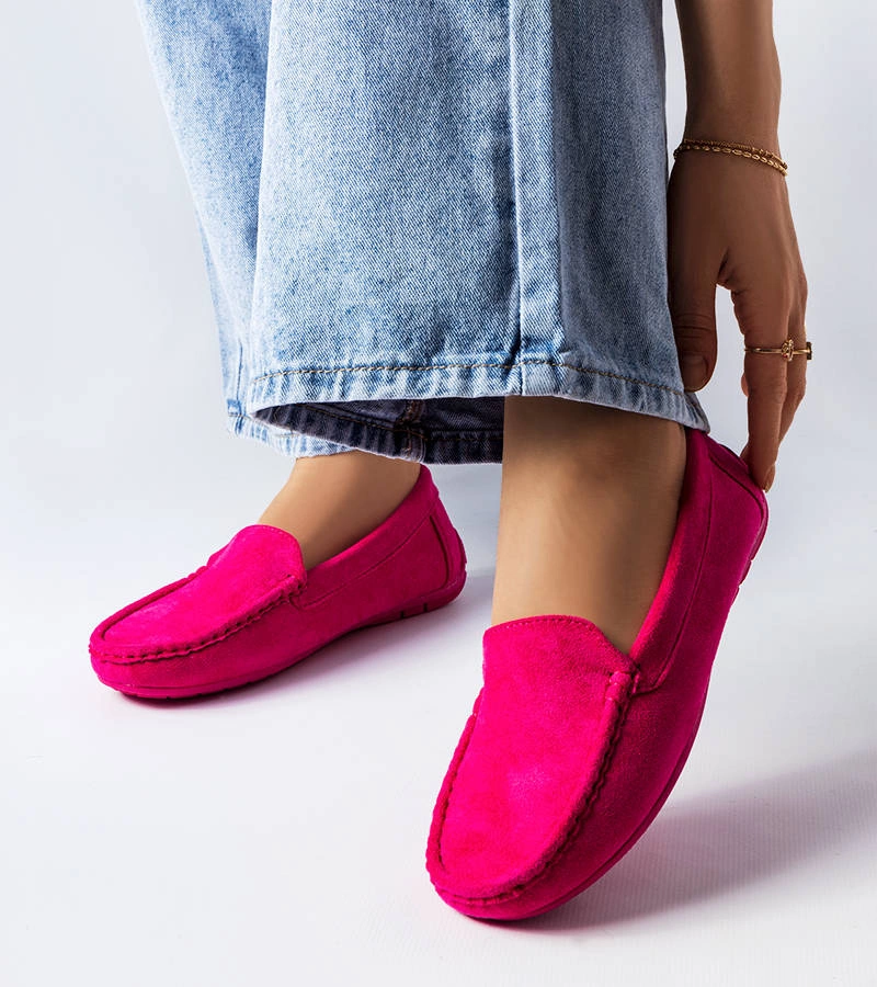 Mocasini roz cu talpă din piele Souplet