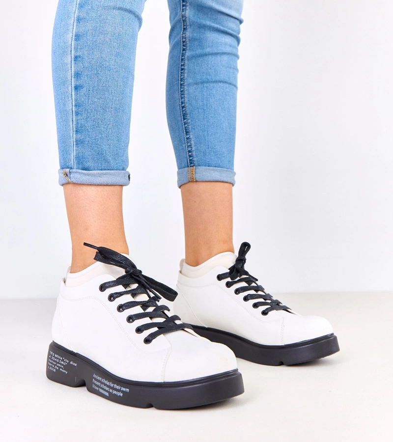 Pantofi albi cu print pe talpă Ambly