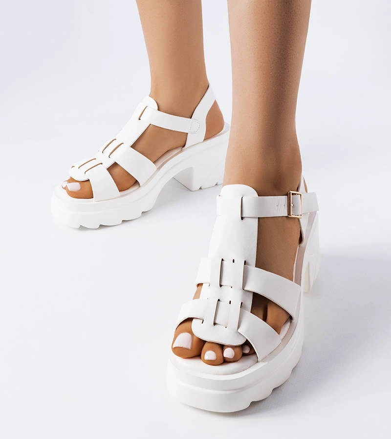 Sandale cu toc stiletto White Sunset