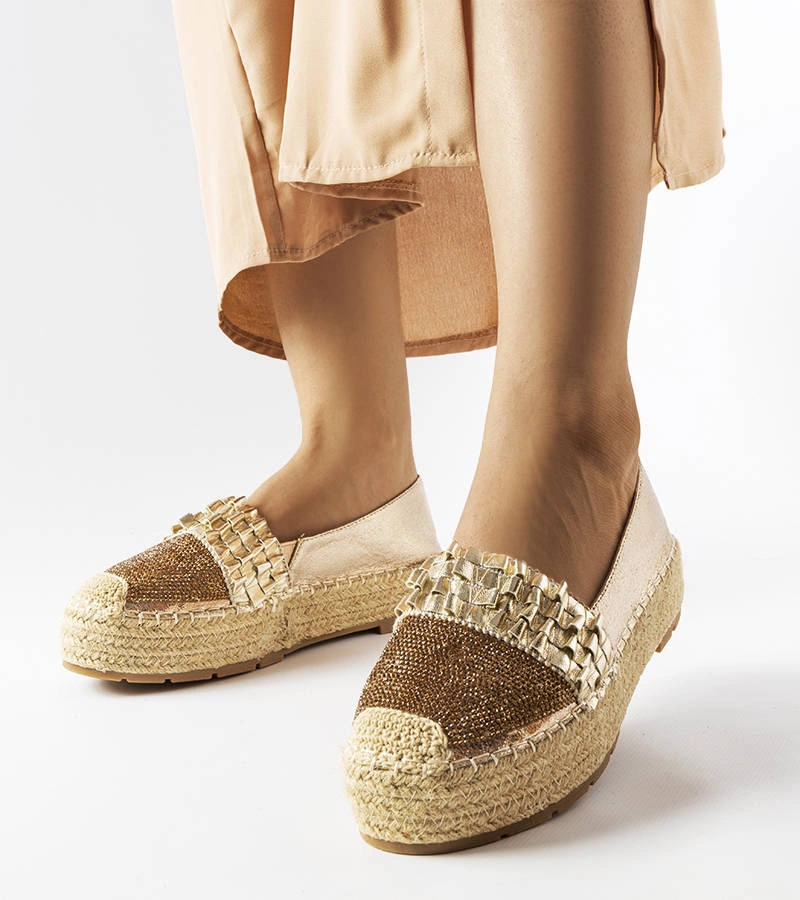 Espadrile din aur cu zirconii Lauro