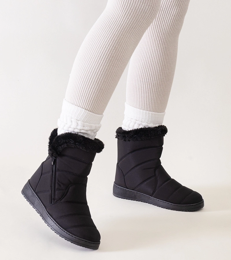 Cizme negre decorate cu blăniță Khitem