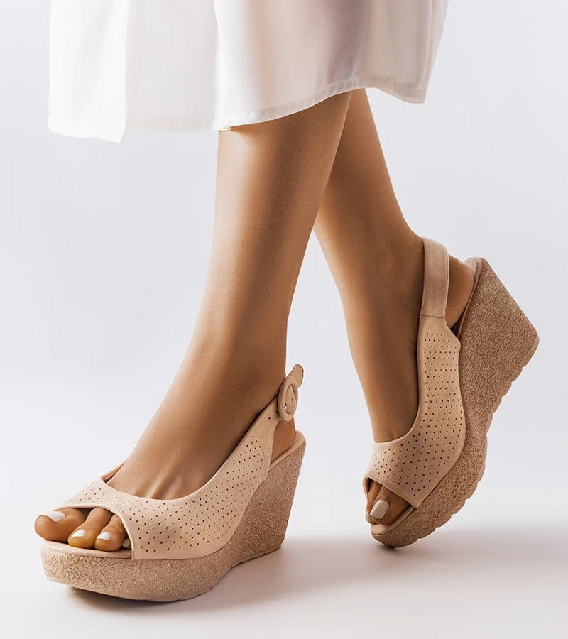 Sandale cu toc cu pană Gold Lobelia