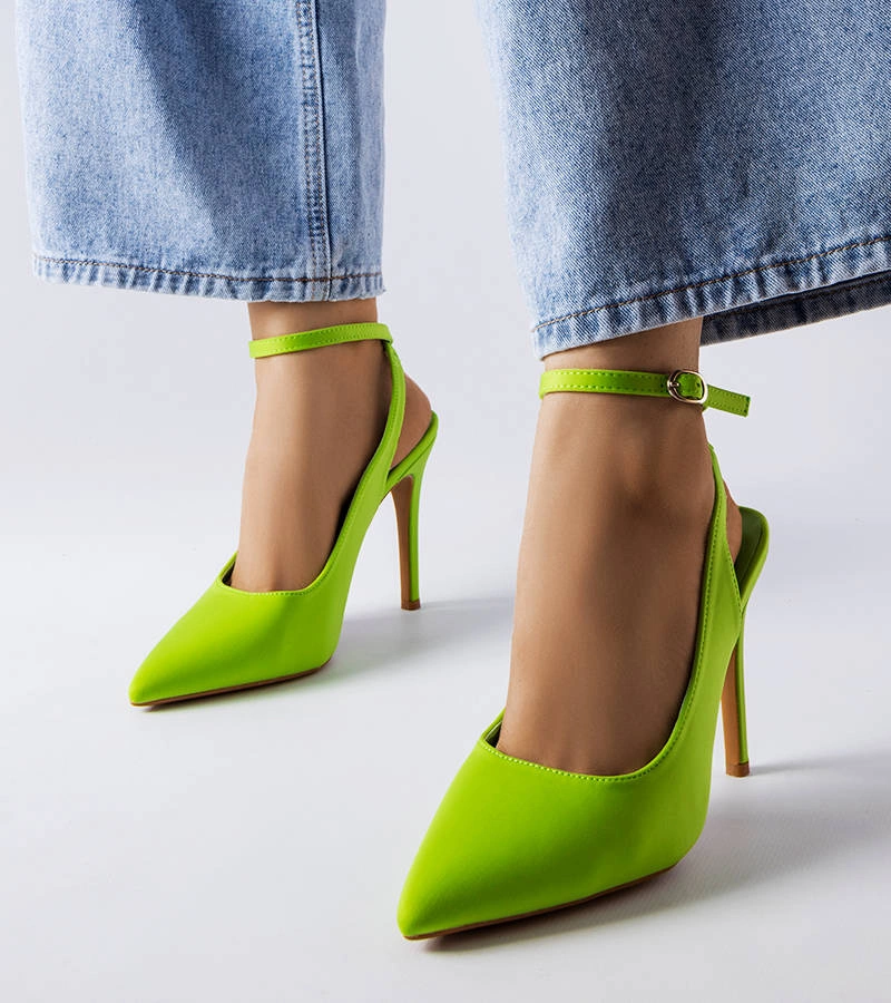 Stilettos cu toc deschis Green Luce