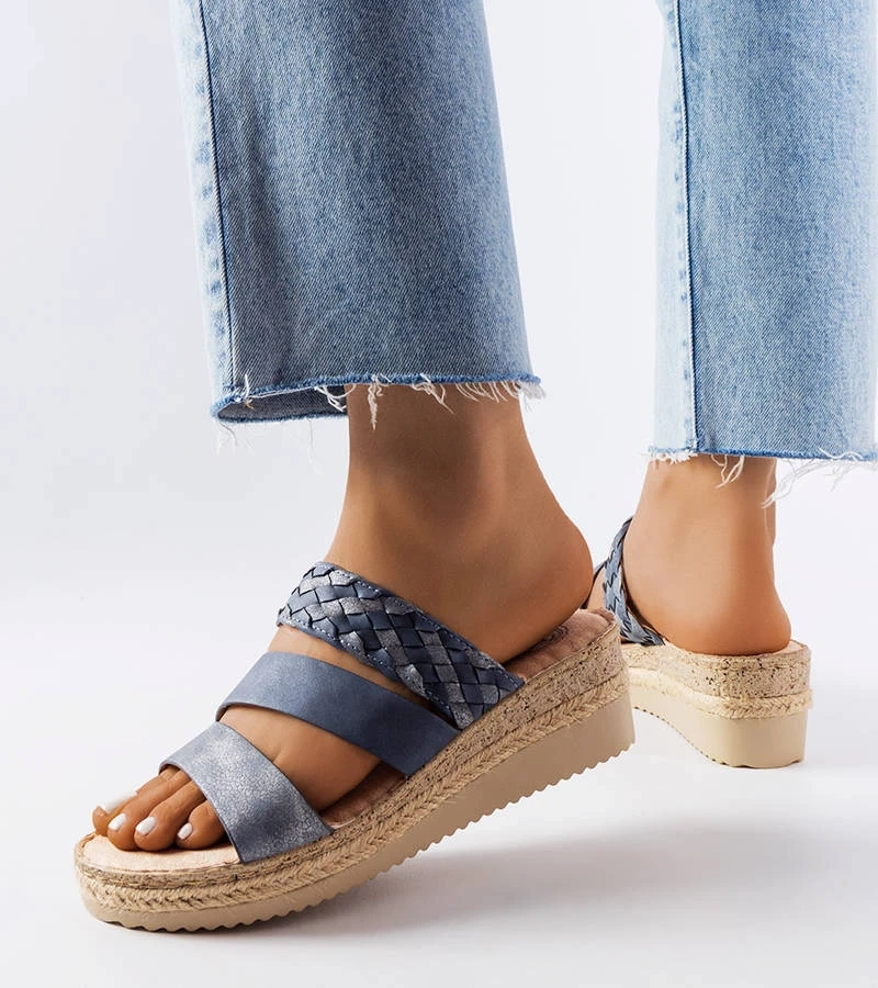 Boston albastru flip-flops pe tocuri