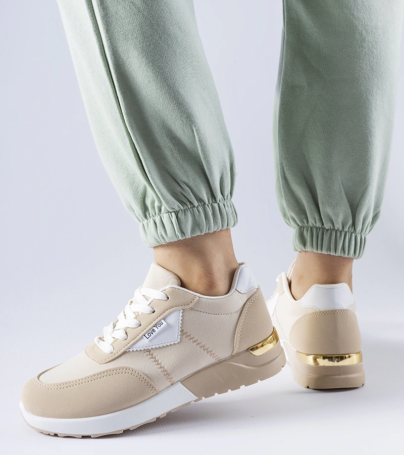 Sneakersi bej din material Geraldino