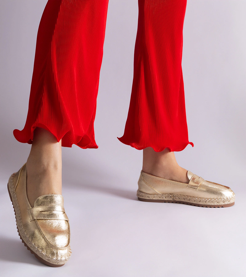 Espadrile aurii slip-on pe platformă Venera