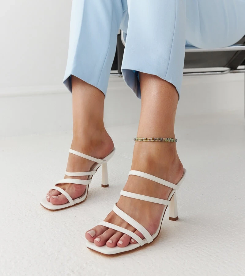 Sandale albe cu toc Semira