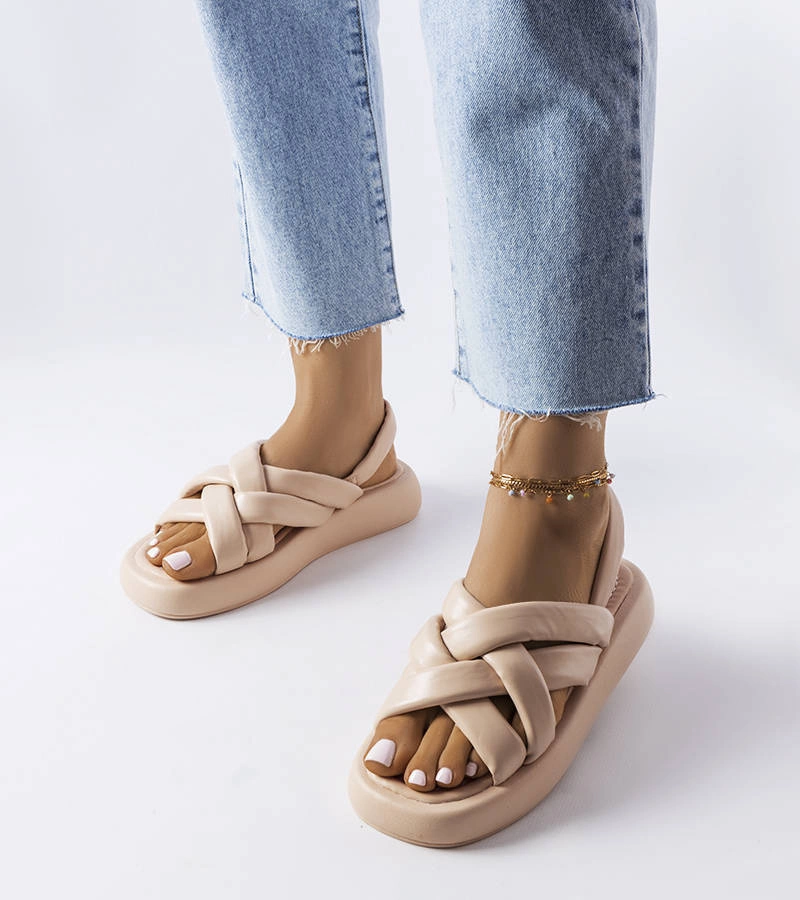 Șlapi cu platformă bej Primeau