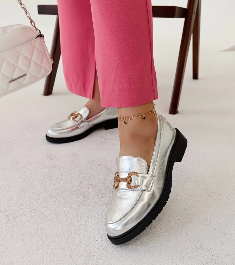 Mocasini de argint cu zirconii Aleyna