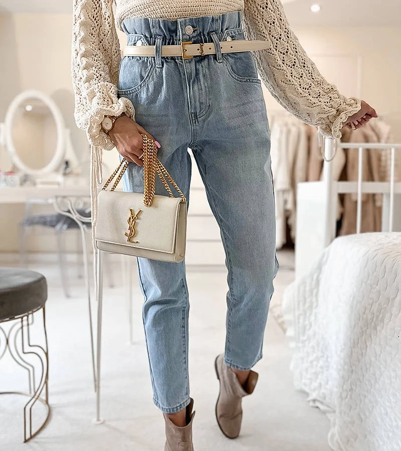 Blugi albaștri din pungă de hârtie Senior