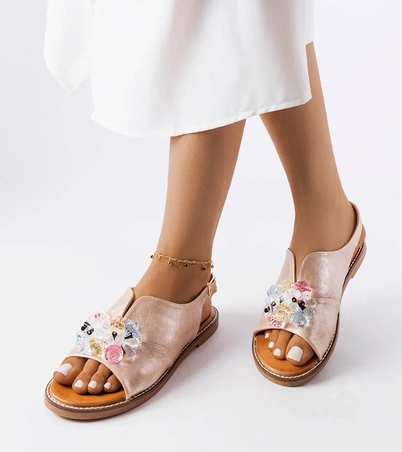 Sandale aurii înfrumusețate cu cristale Viinceza