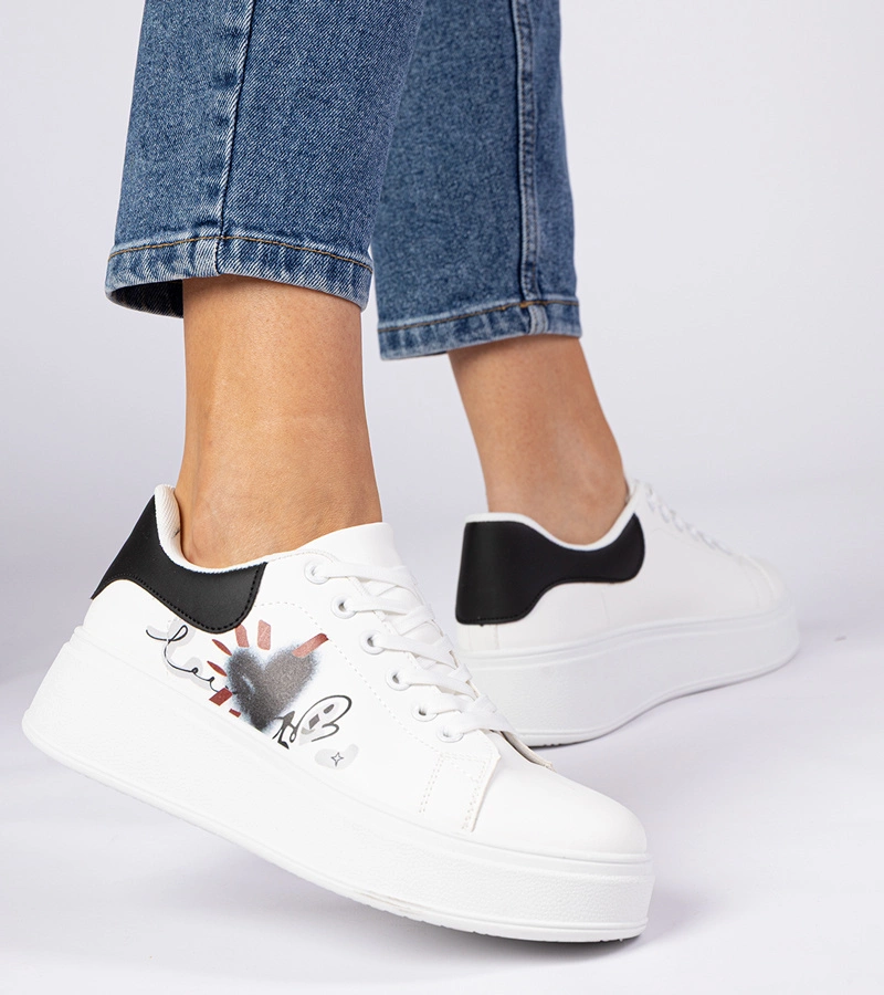 Adidași sport alb-negru pentru femei Zelinda