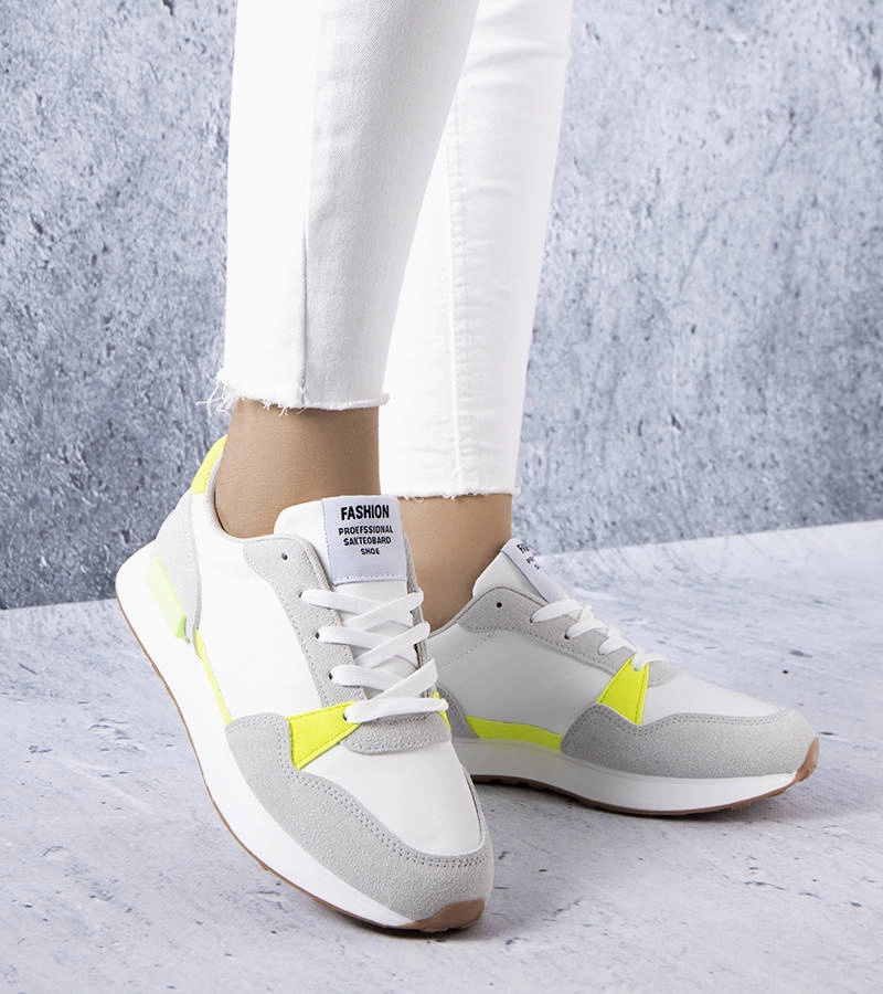 Adidași albi cu inserții neon Alita