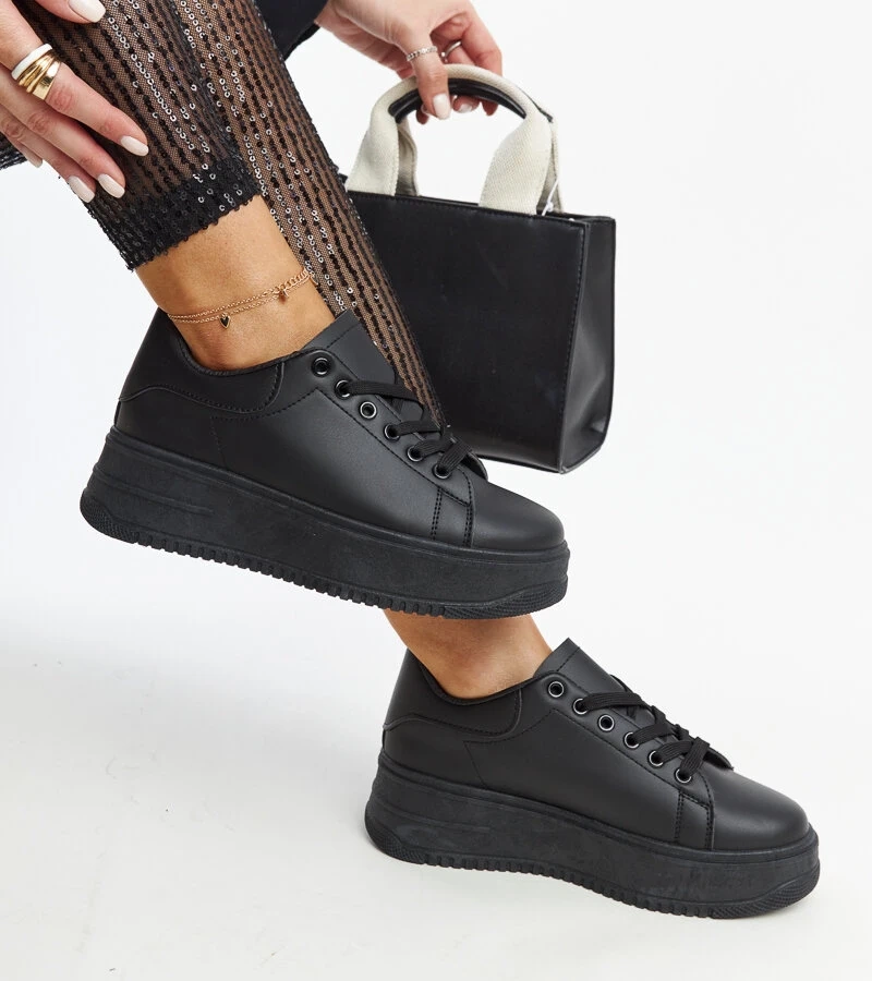 Pantofi sport negri pe platforma Ottavia