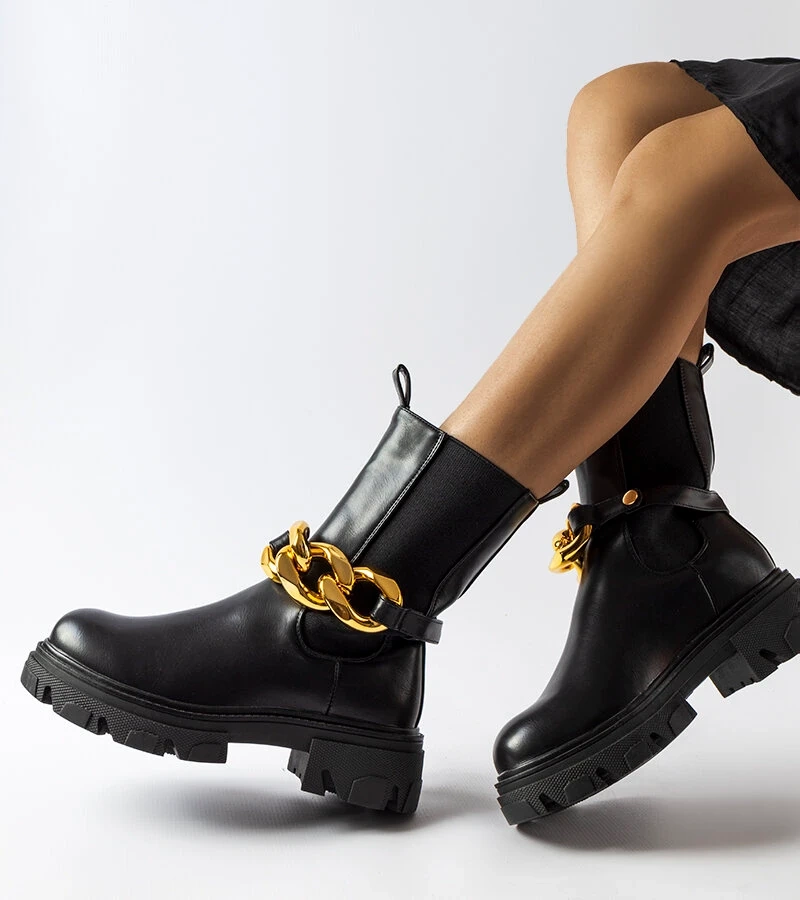 Cizme negre cu lanț Genoveff