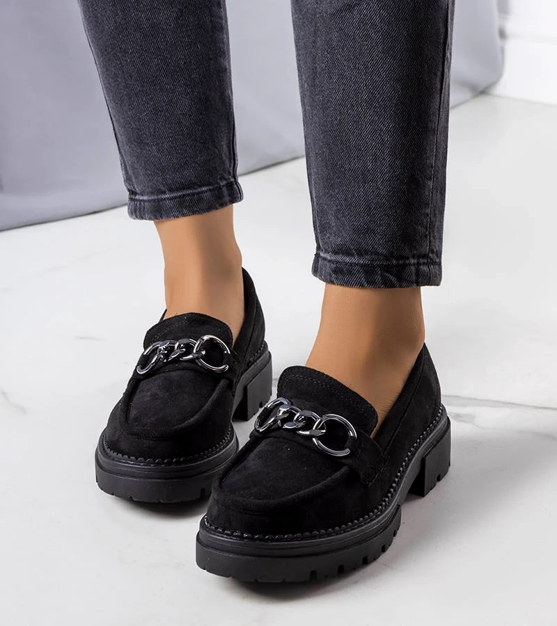 Mocasini negri pe talpă de tractor Ermens