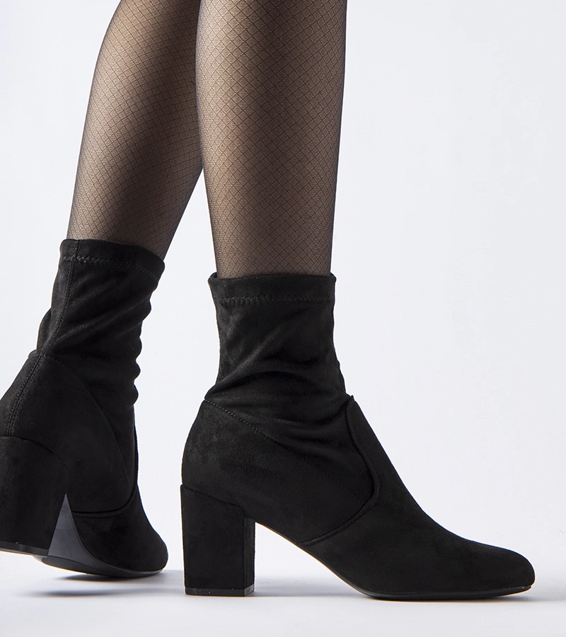 Botine negre cu toc Lexington