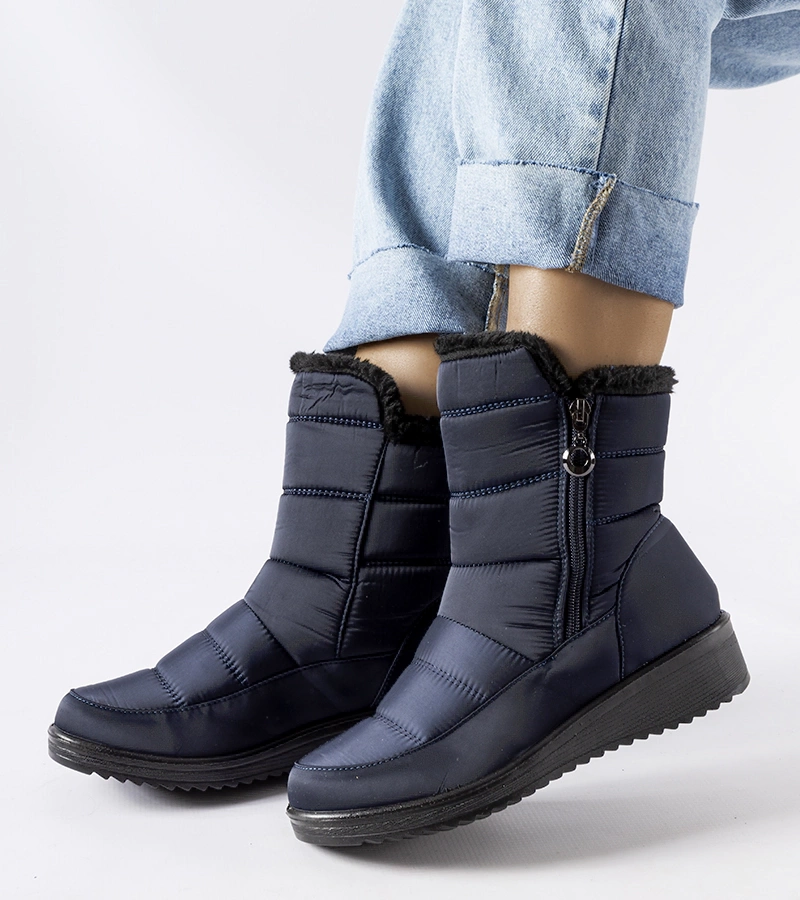 Cizme de zăpadă albastru marin pe tocuri joase Mount