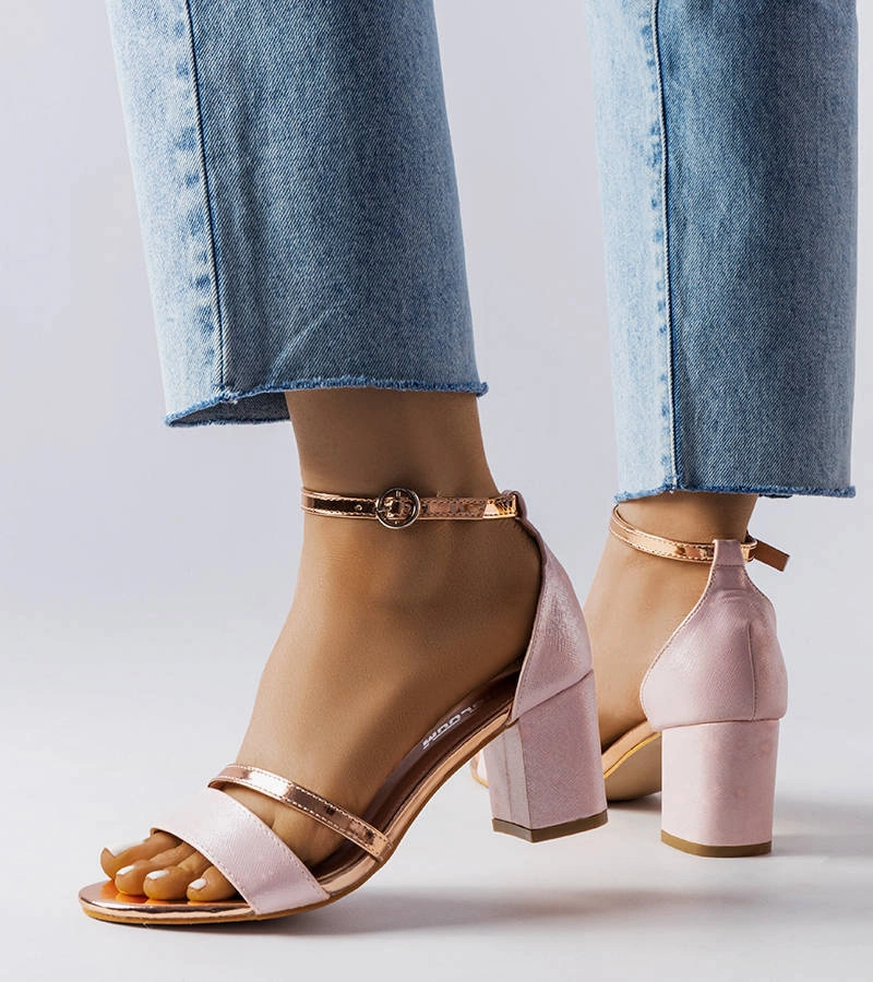 Sandale stiletto Tetradi din aur roz