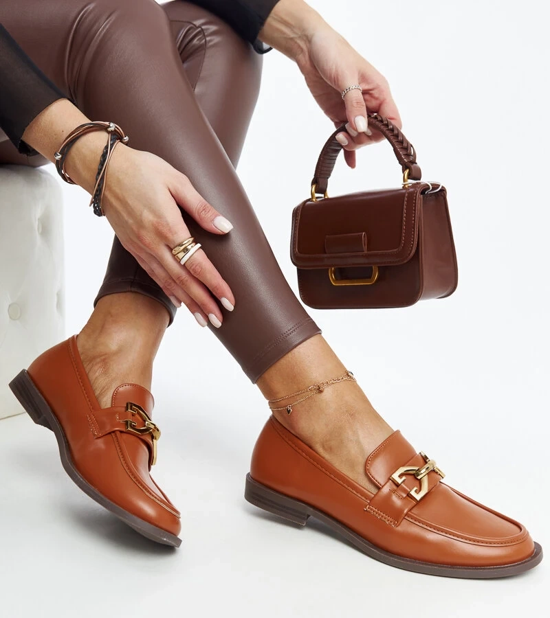 Mocasini maro cu clema Lea