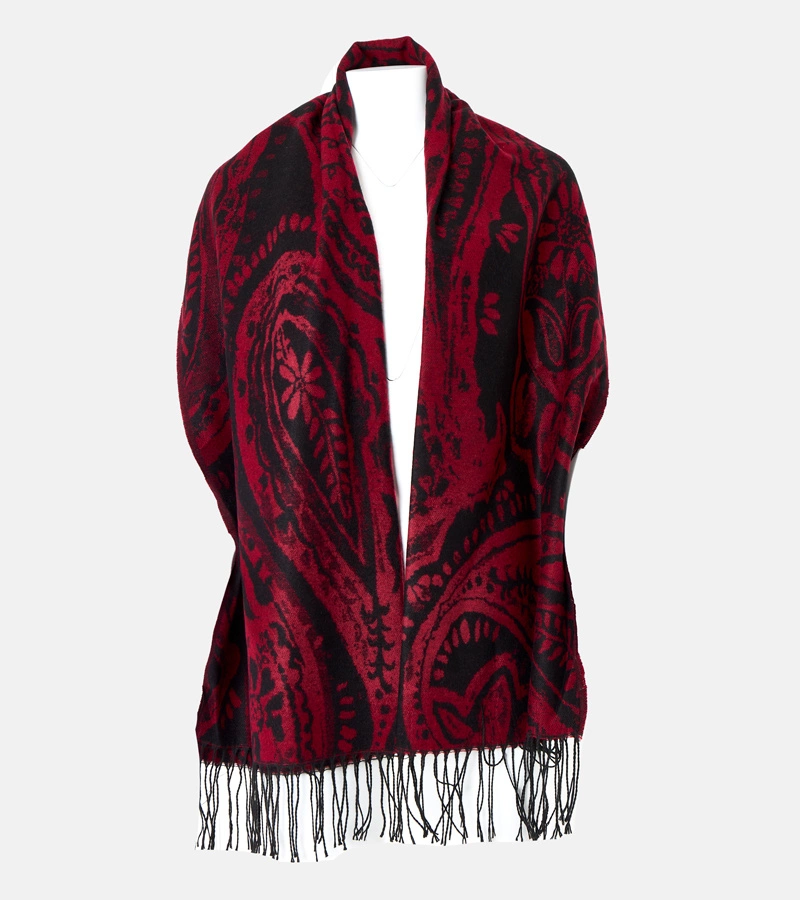 Eșarfă roșu-negru cu flori Colonie