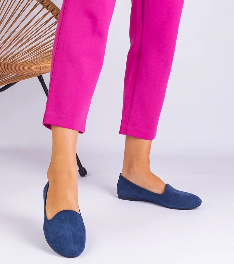 Balerini clasici bleumarin din piele ecologică întoarsă Valensia