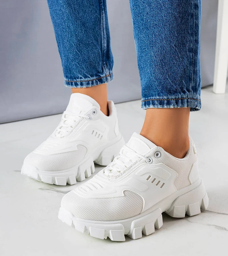 Adidași albi pe talpă Inez solidă