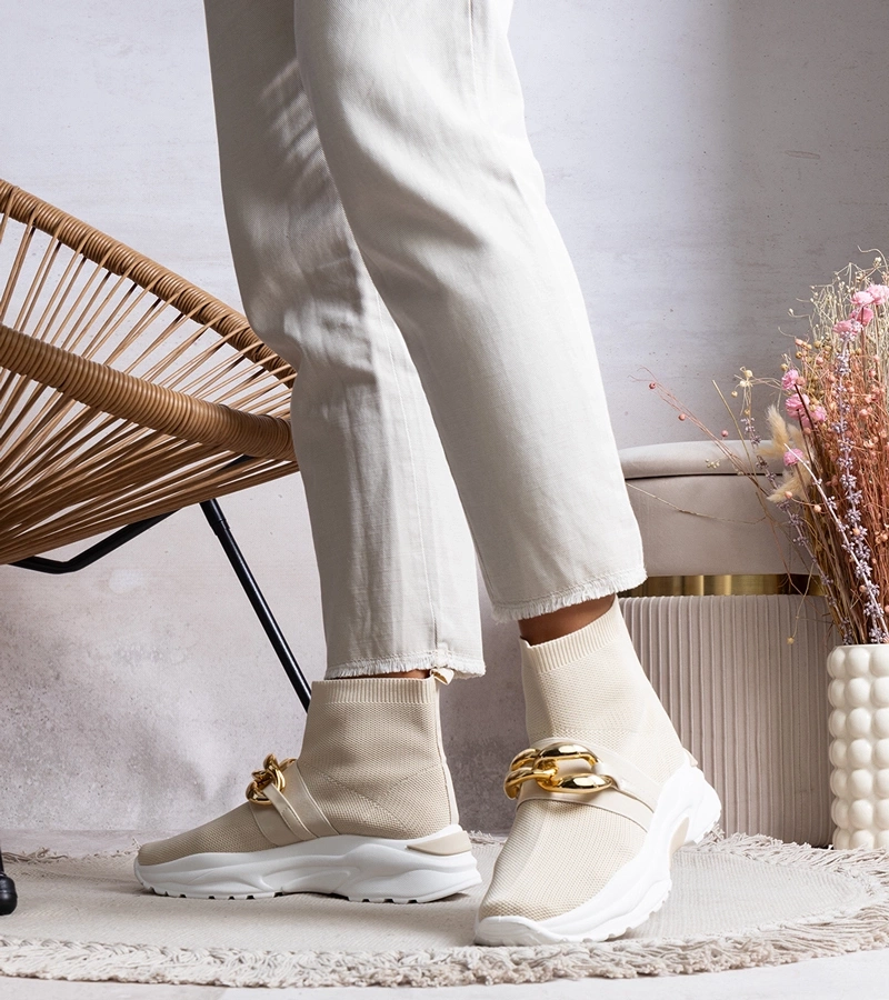 Adidași bej cu lanț Taryn