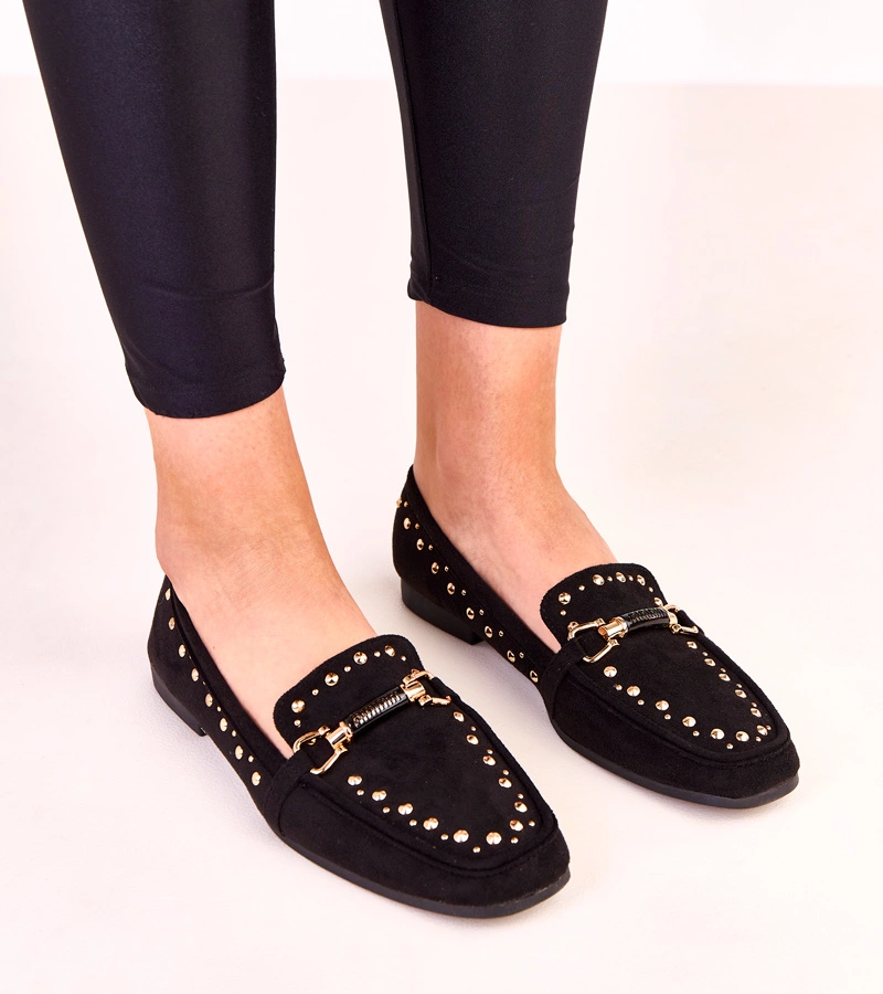 Balerini negri din piele ecologică întoarsă cu ținte Molia