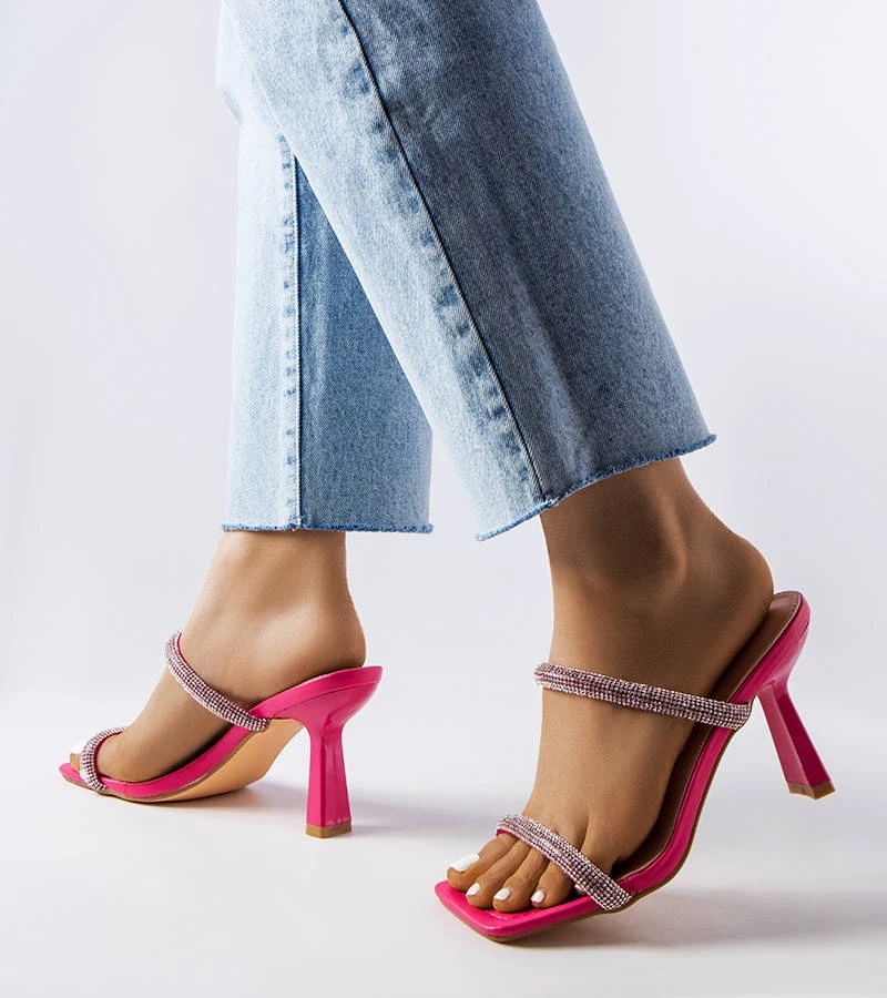 Șlapi stiletto Evelina roz