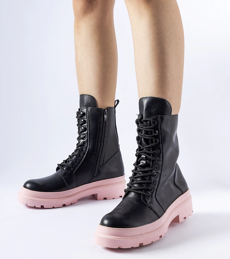 Pantofi sport negri cu talpă colorată Quennie