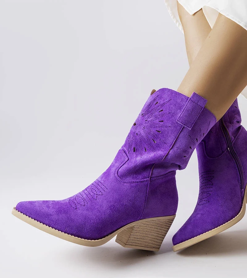 Cieco cizme de cowboy mov cu zăbrele