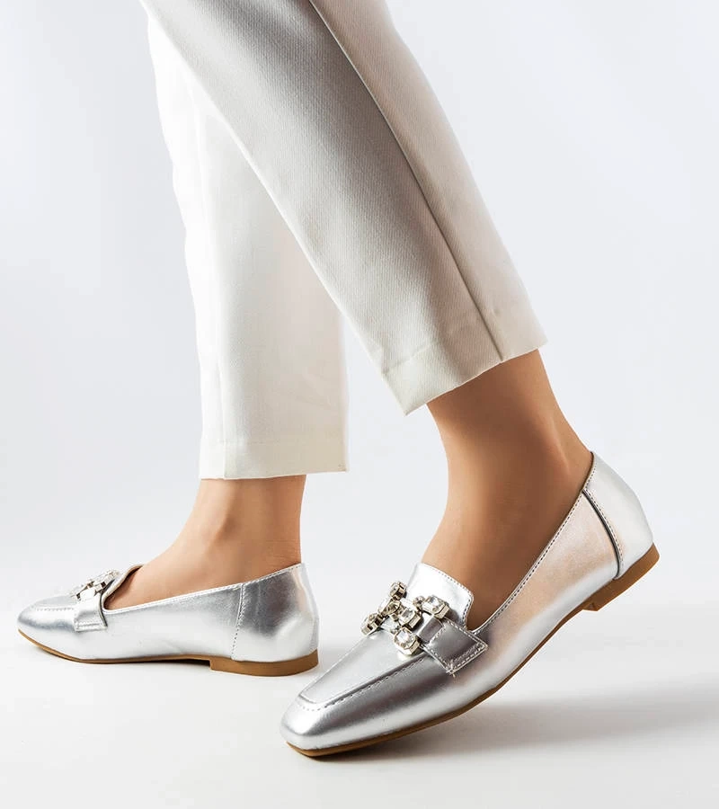 Mocasini din argint Marechal cu zirconii